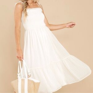 AURA dress up in khaki/white stripes